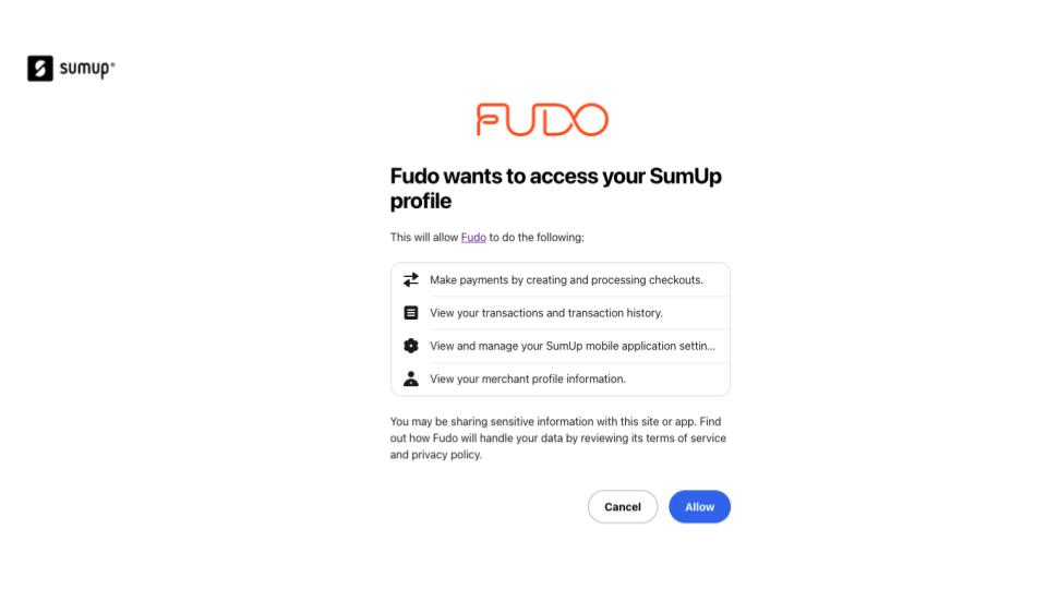 Activación integración FUDO + SumUp (2)